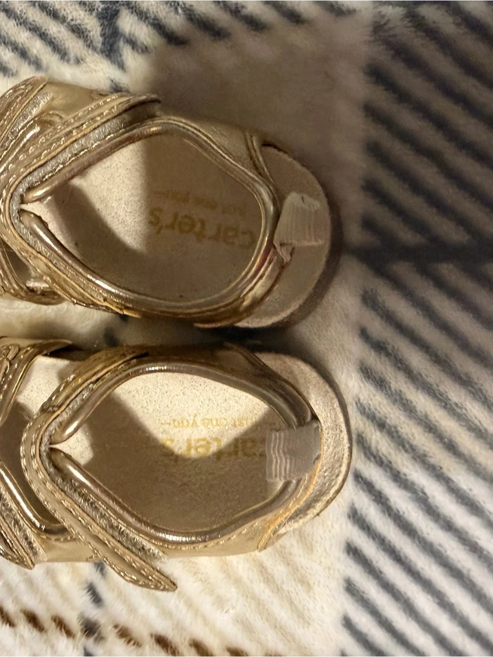 Gold Carter’s Sandals Velcro Strap